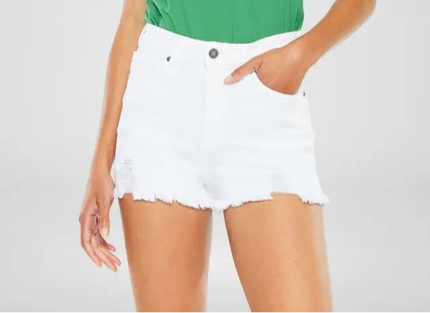 High Waisted White Shorts