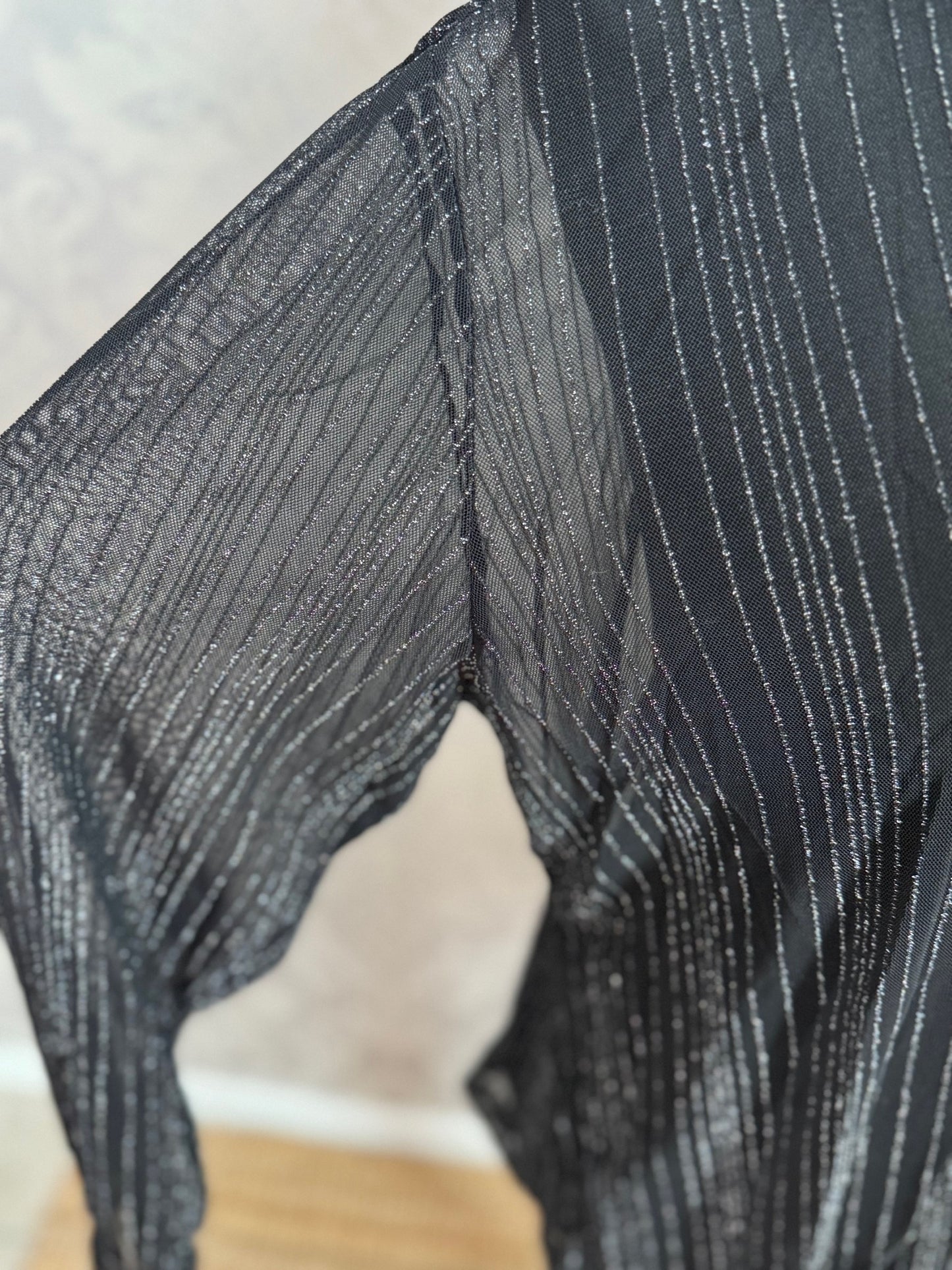 Striped Shimmer Mesh Top - PLUS