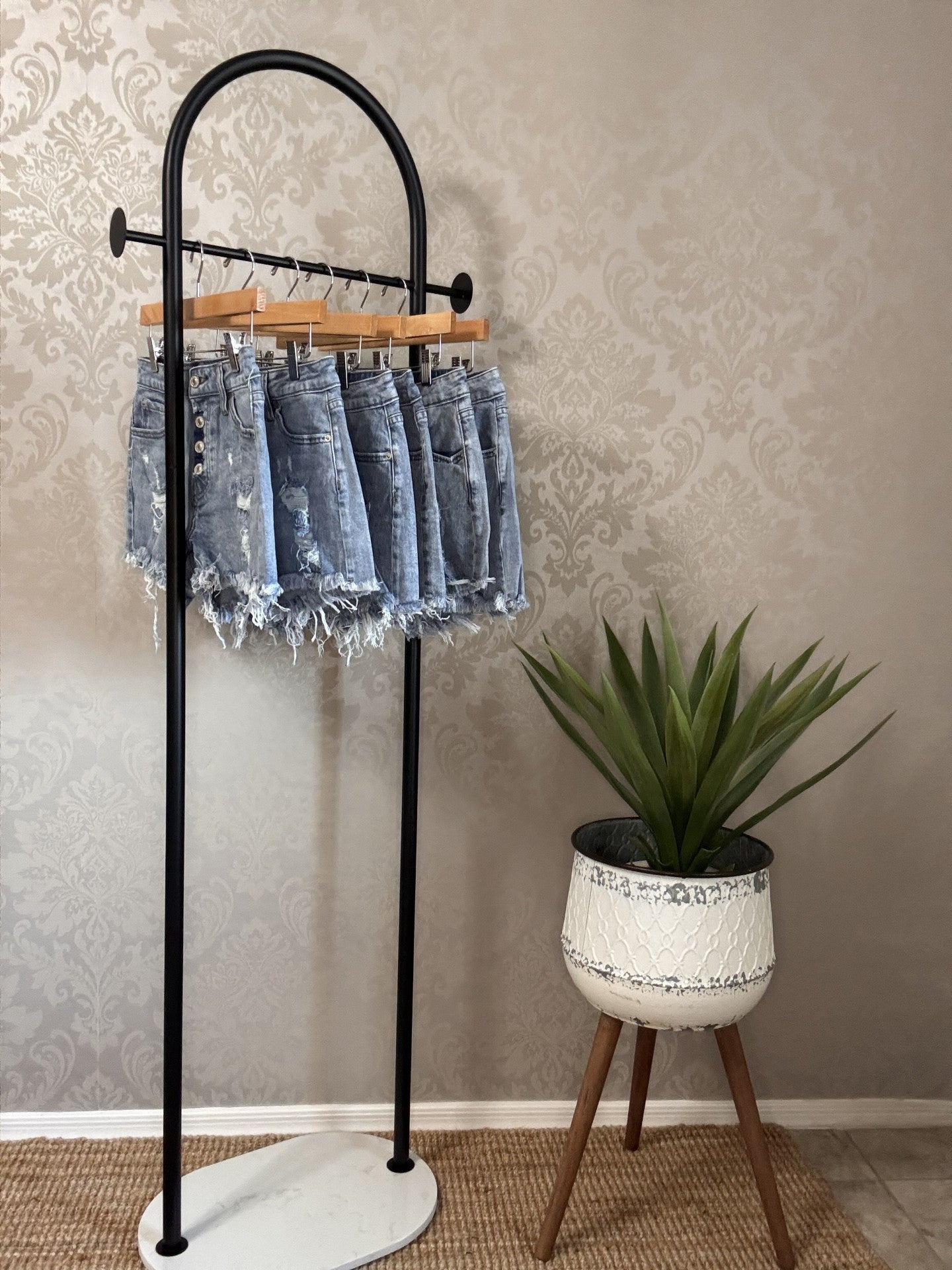 Button-Fly Denim Shorts