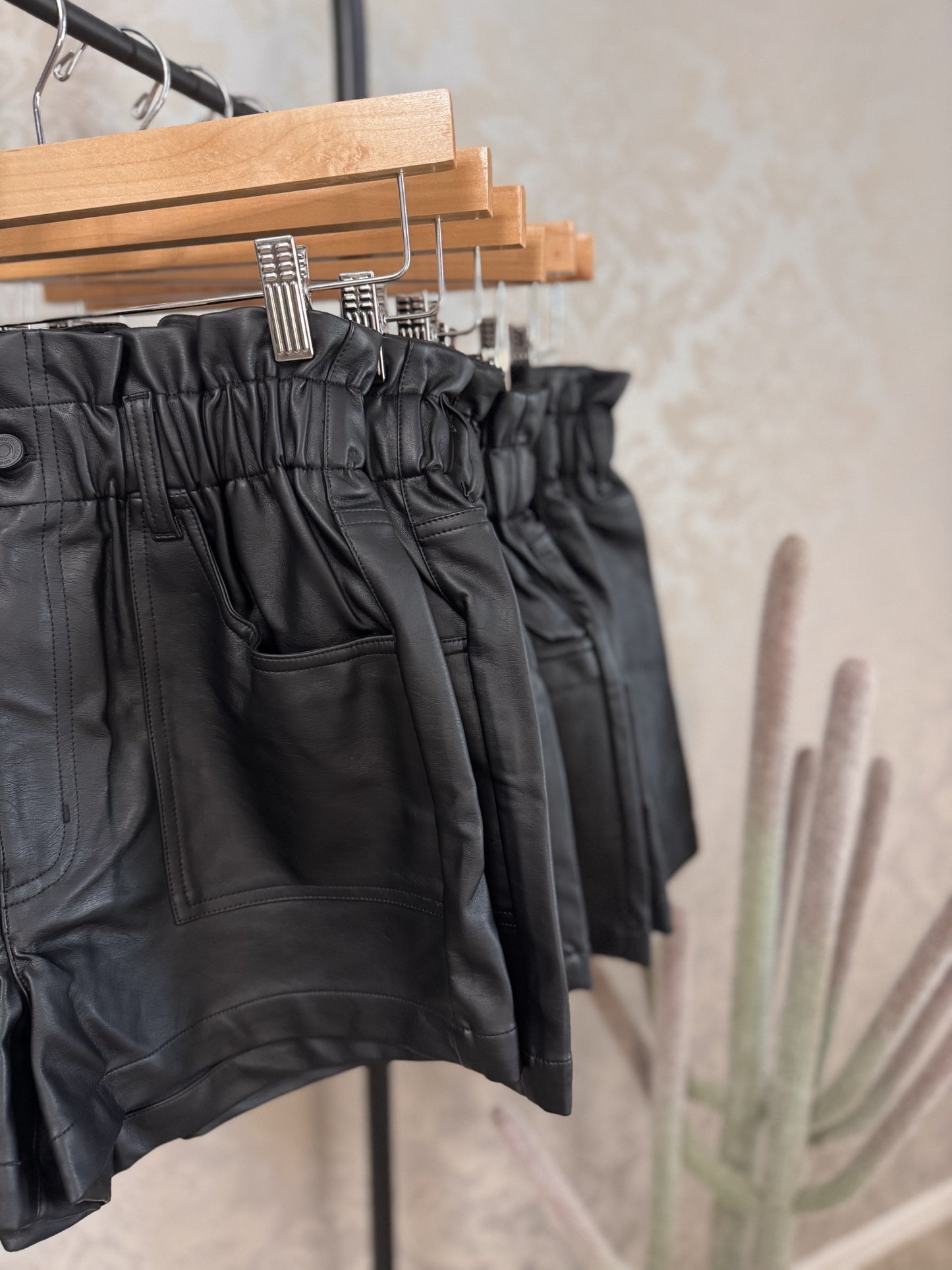 Faux Leather Paperbag Shorts