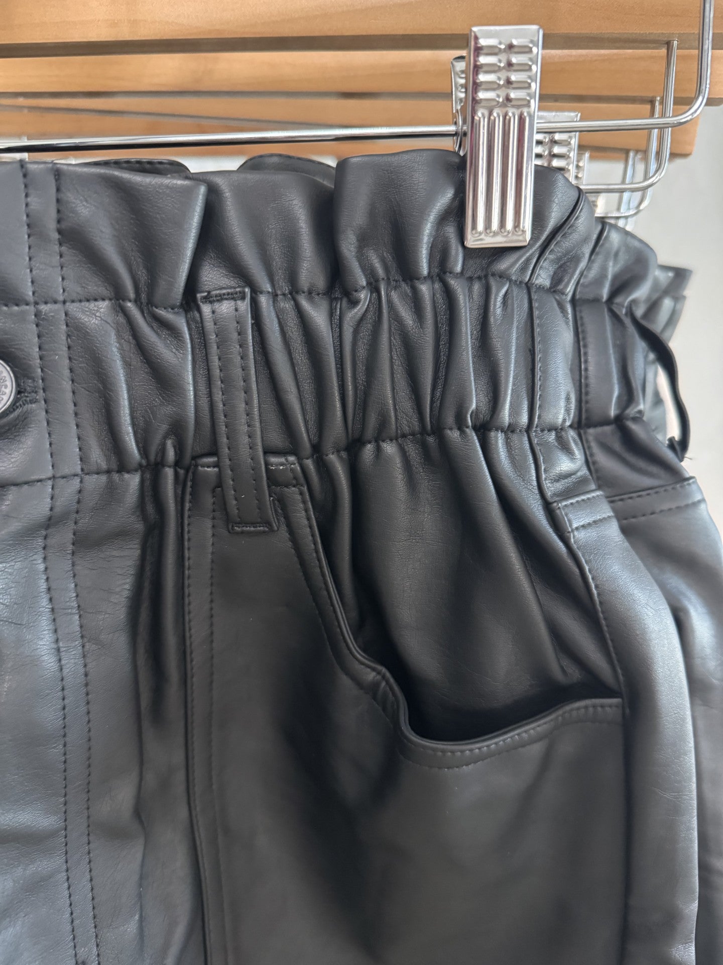 Faux Leather Paperbag Shorts