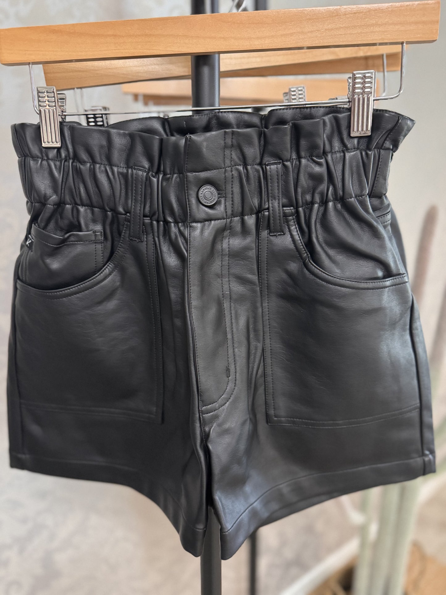 Faux Leather Paperbag Shorts
