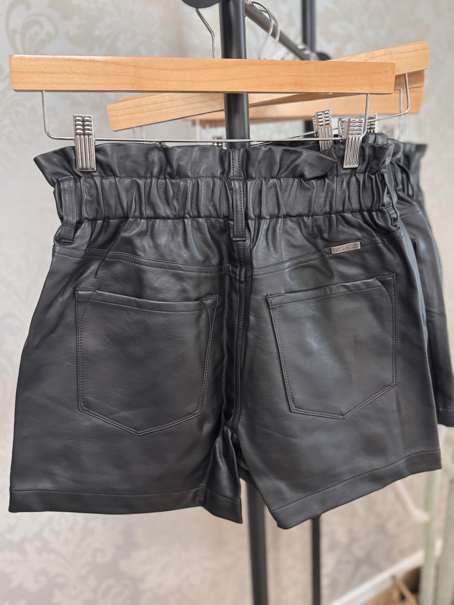 Faux Leather Paperbag Shorts
