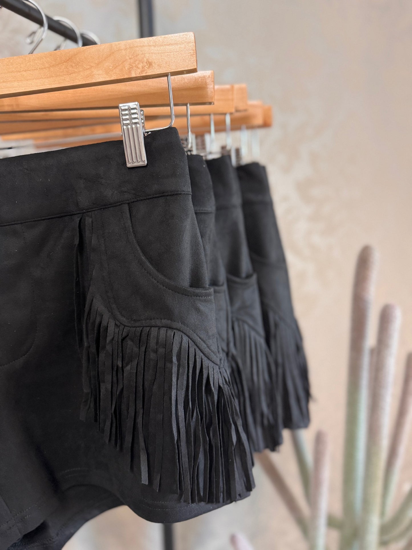 Black Fringe Shorts