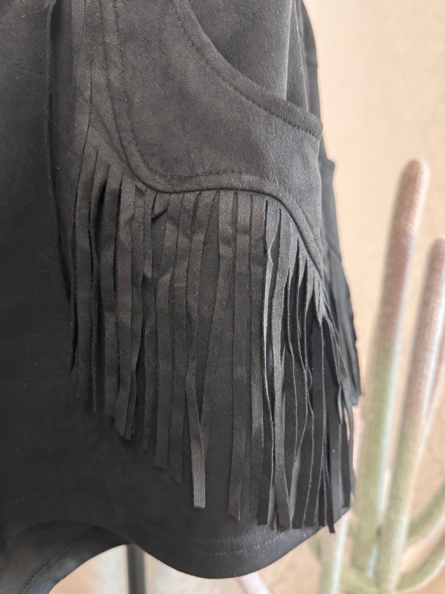 Black Fringe Shorts