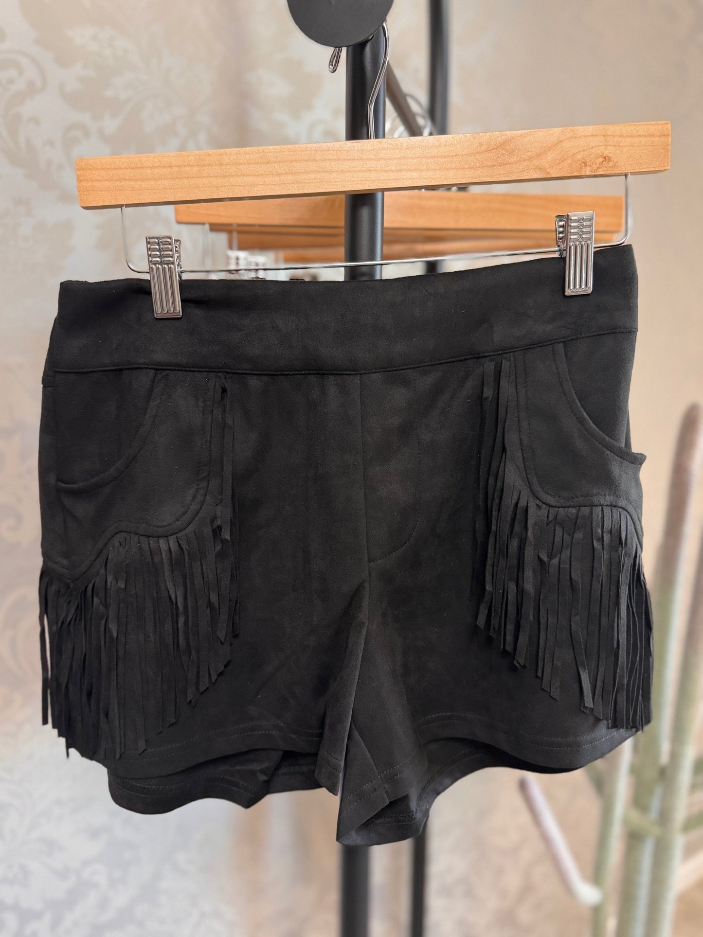 Black Fringe Shorts