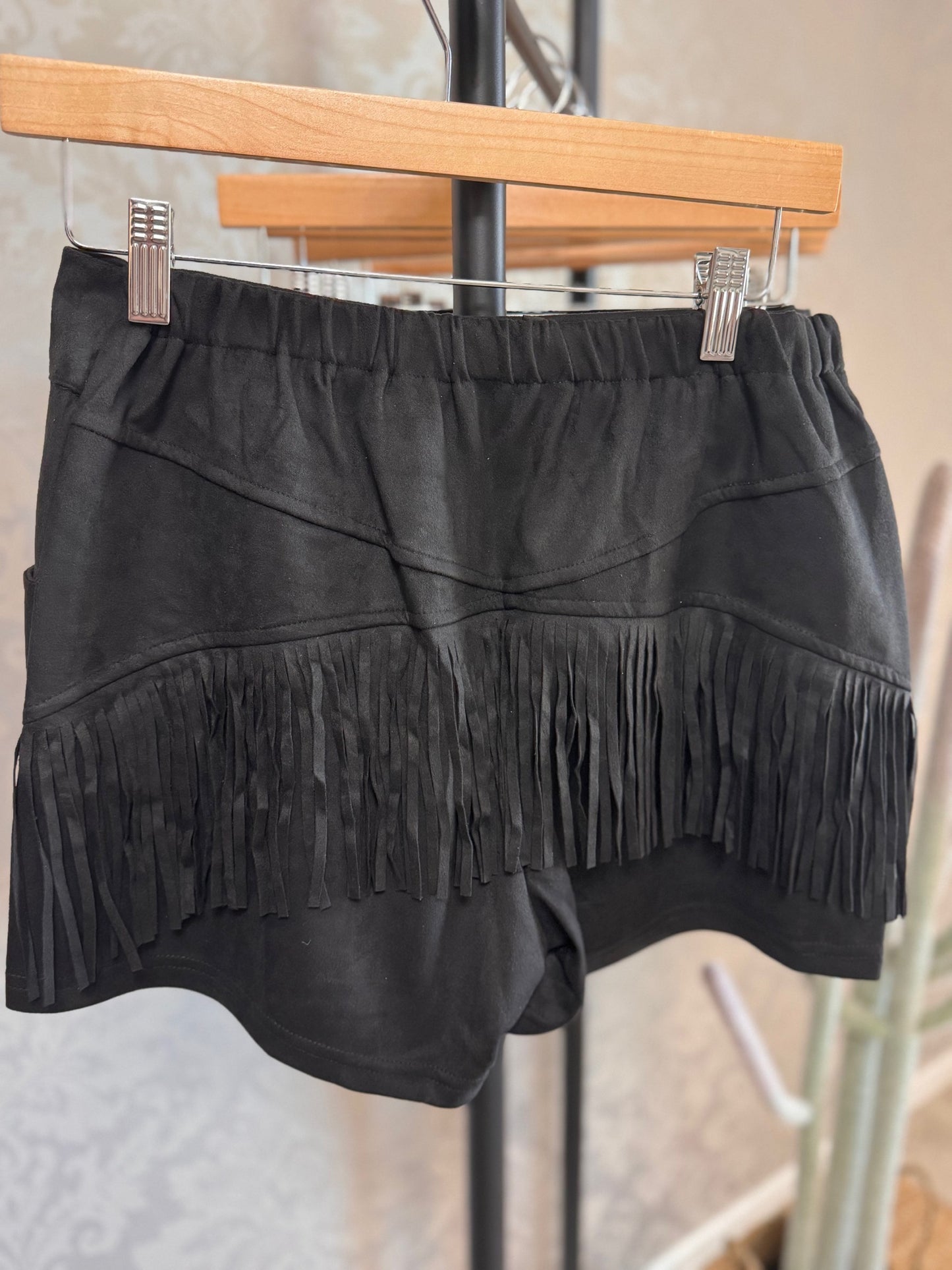 Black Fringe Shorts