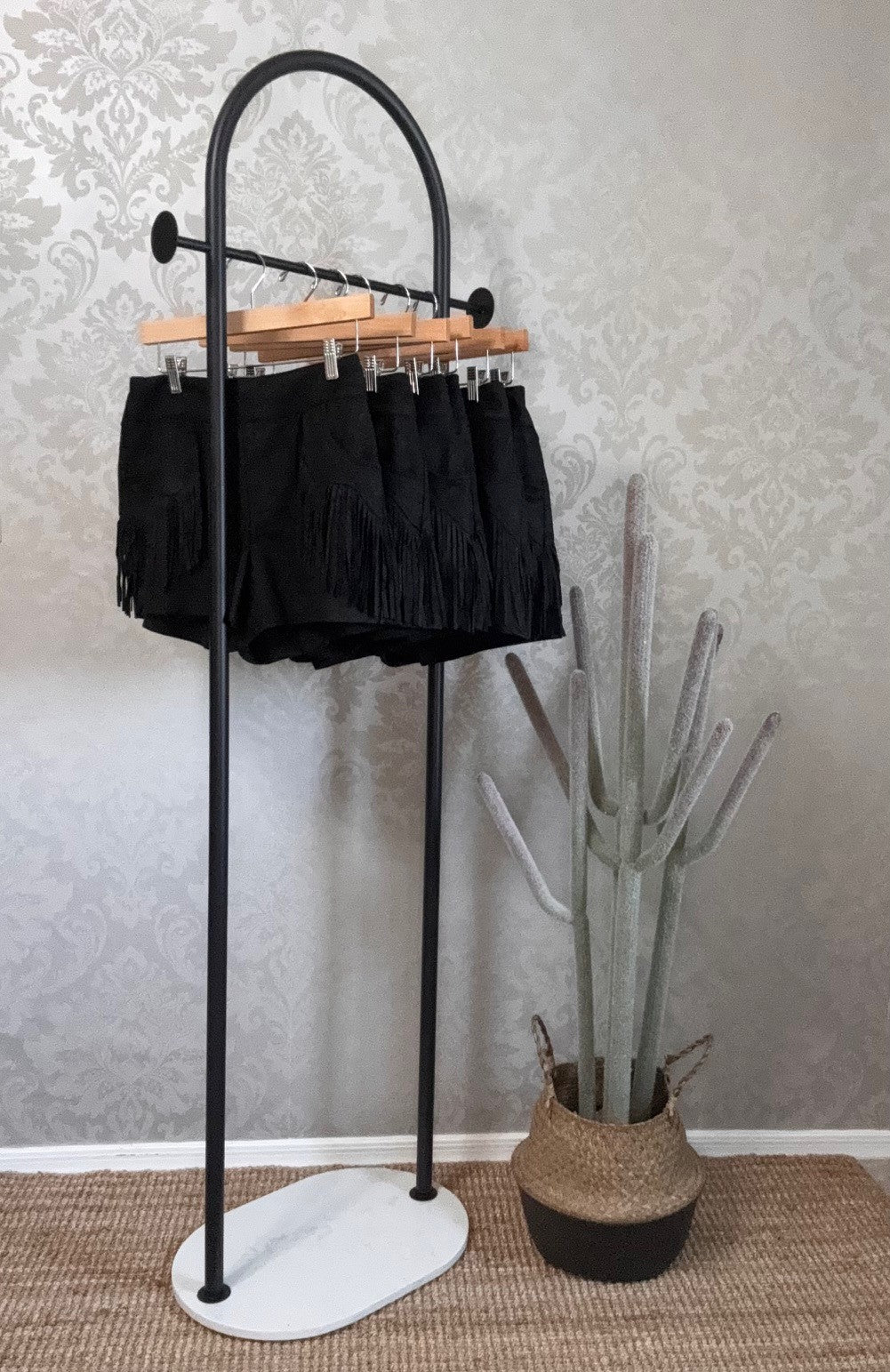 Black Fringe Shorts