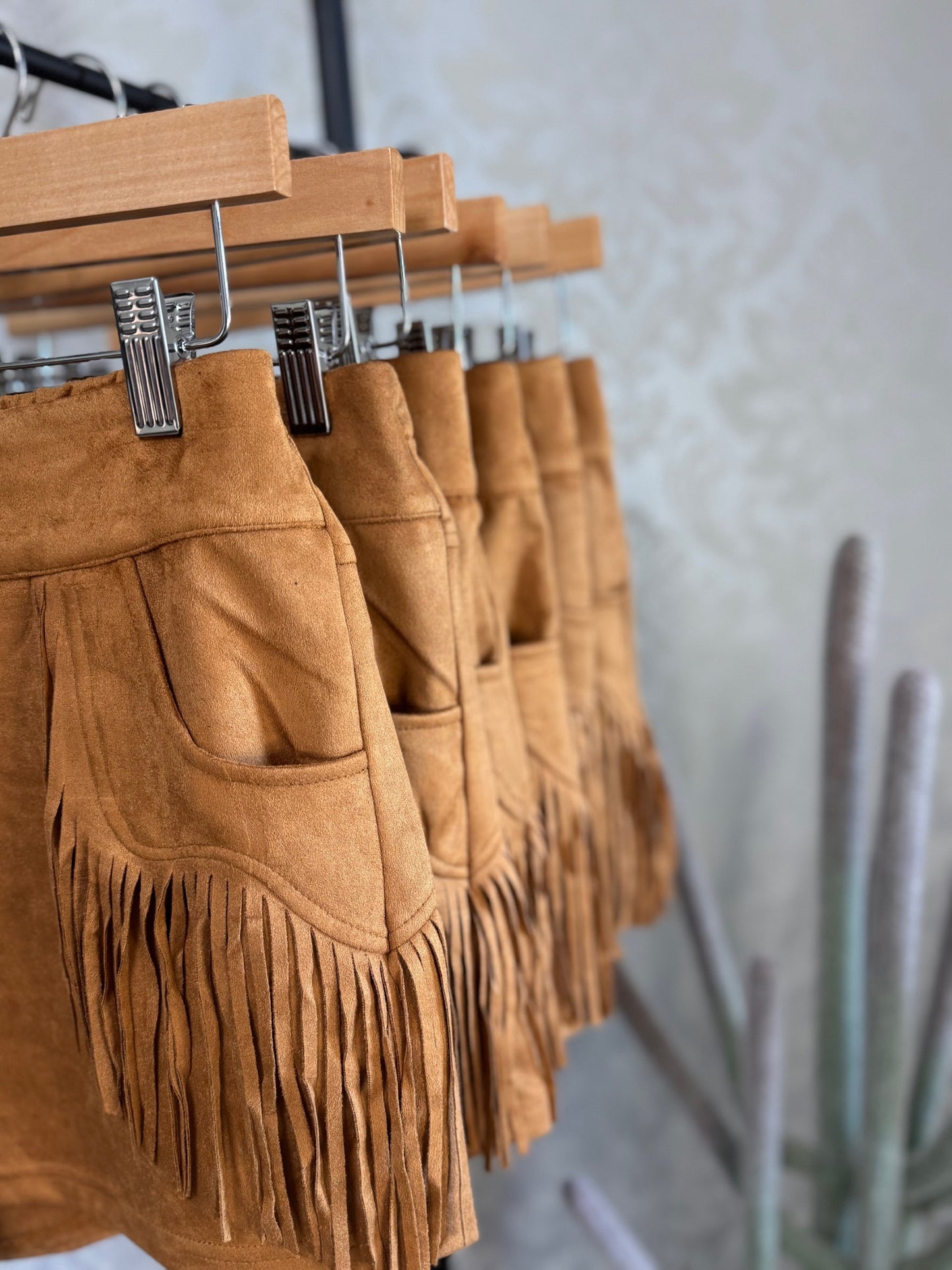 Brown Fringe Shorts