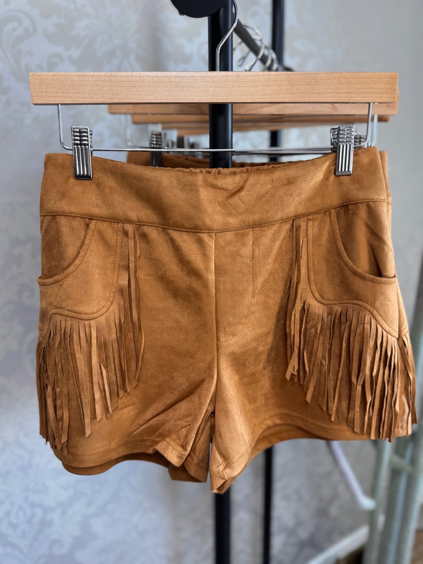 Brown Fringe Shorts