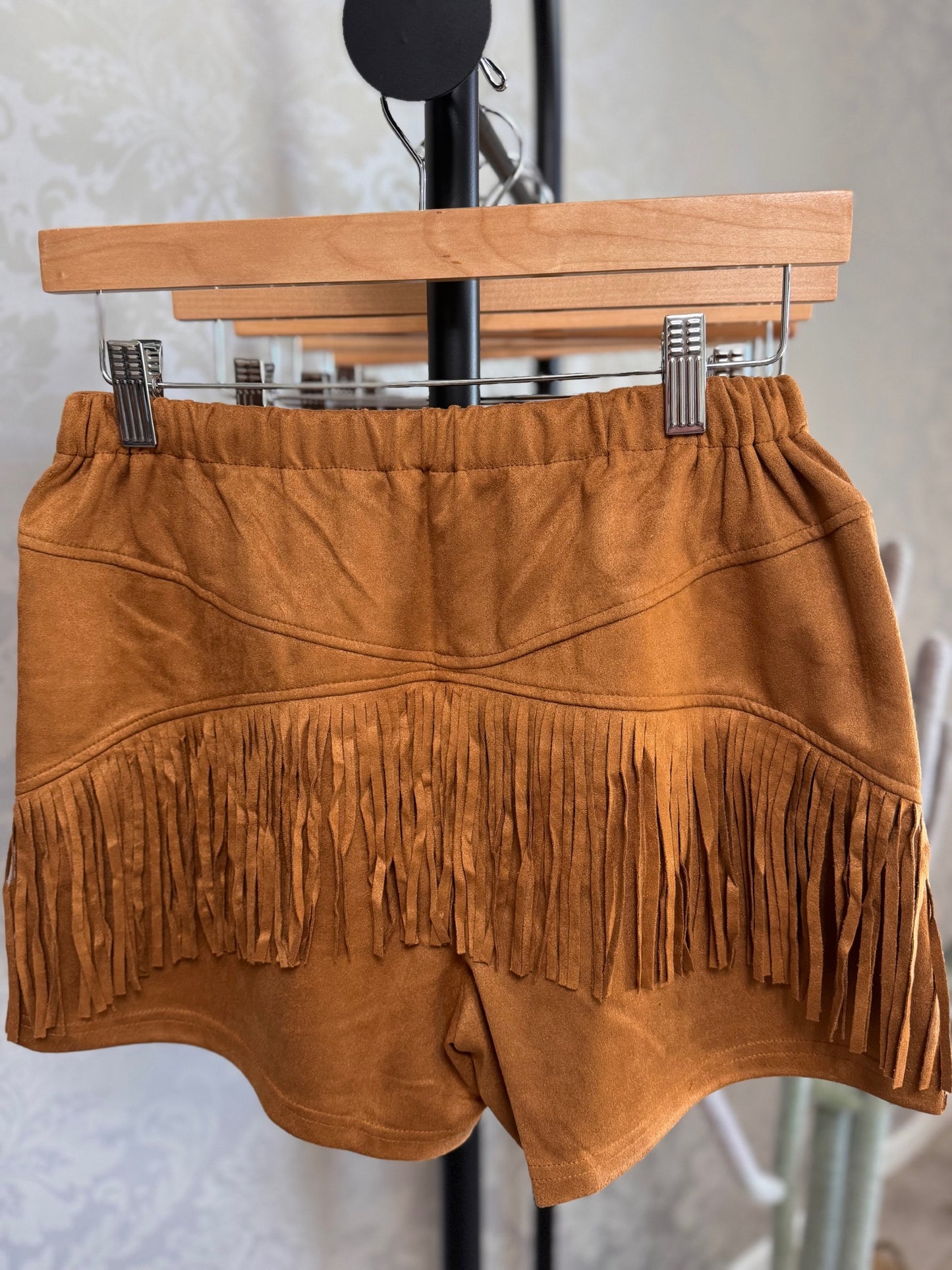 Brown Fringe Shorts