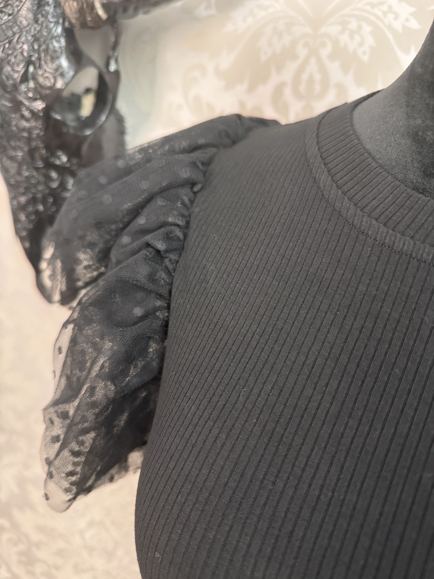 Black Ruffle Sleeve Top