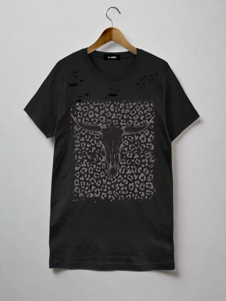 Skull Distressed Oversized Tee