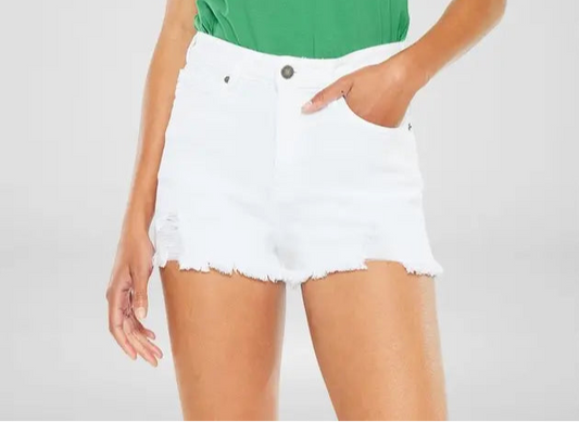 High Waisted White Shorts