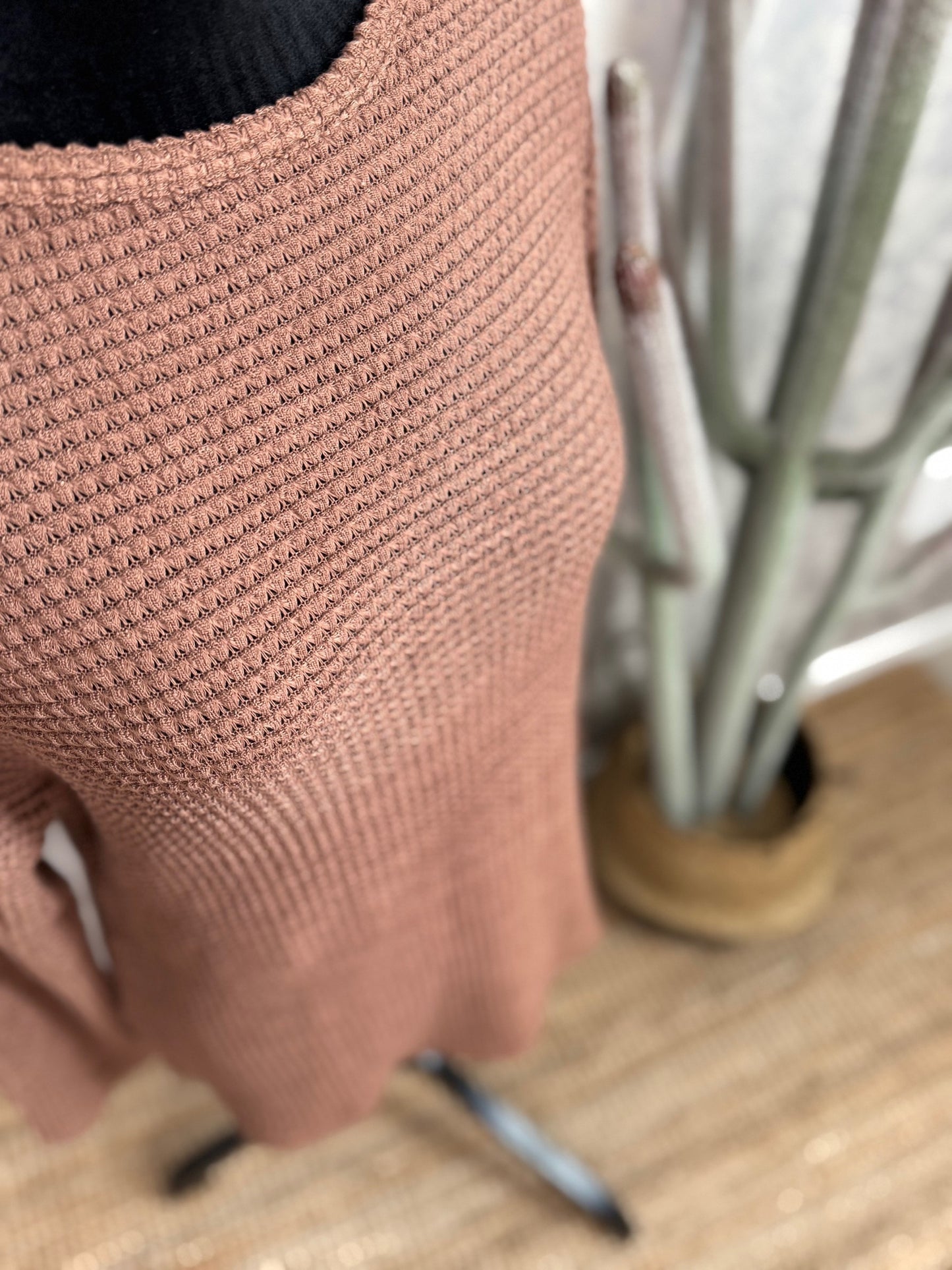 Mocha Waffle Knit Top