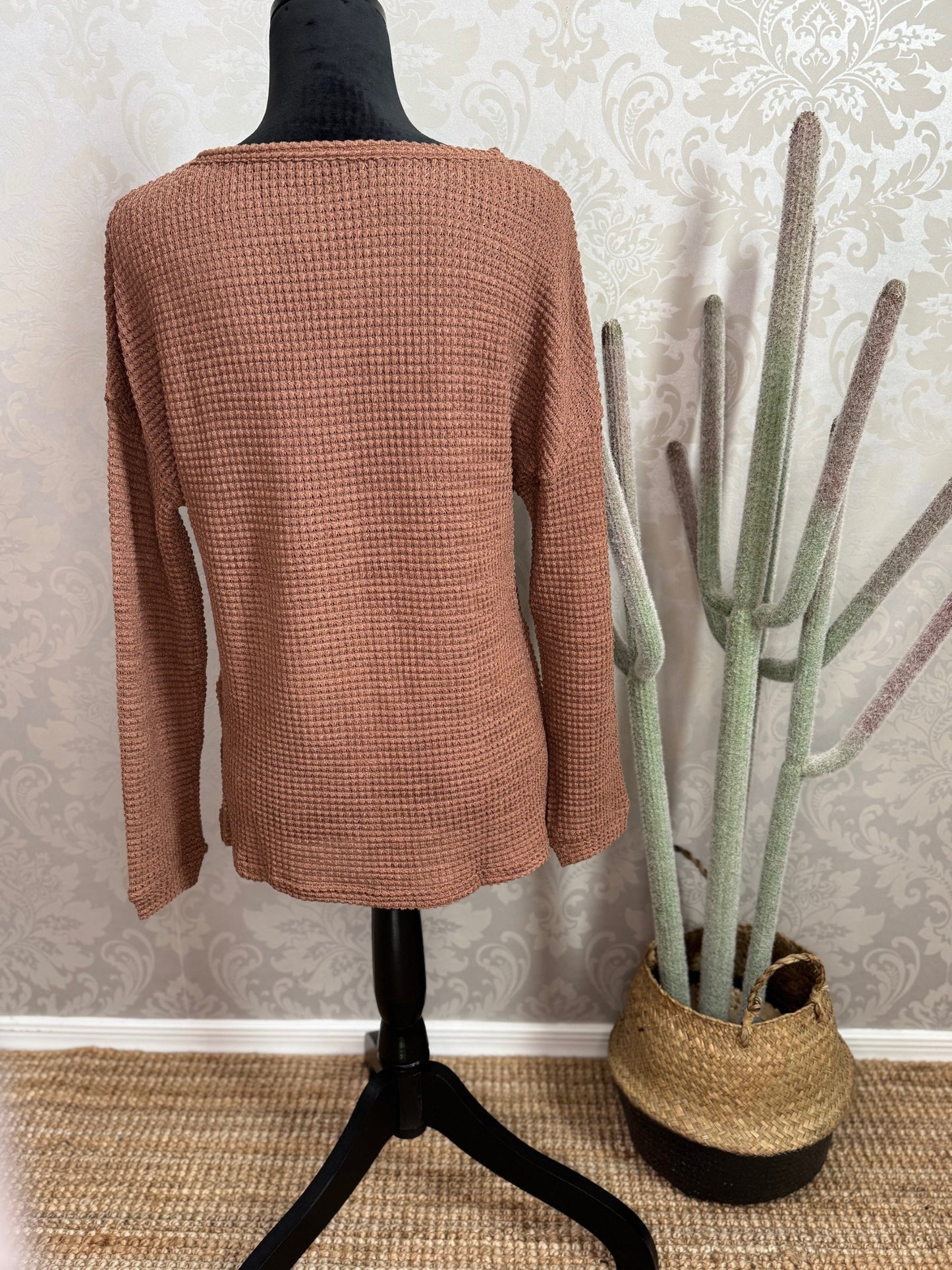 Mocha Waffle Knit Top