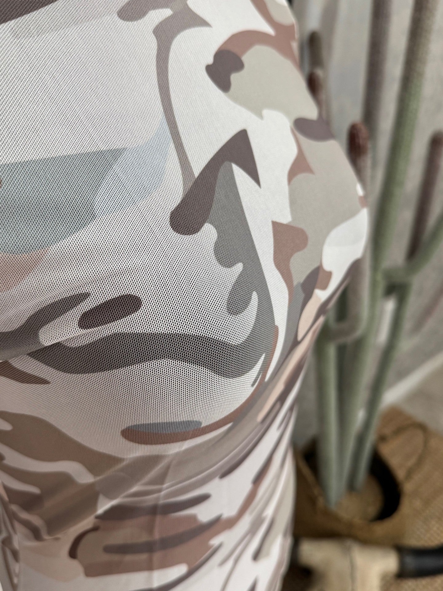 Neutral Camo Mesh Top