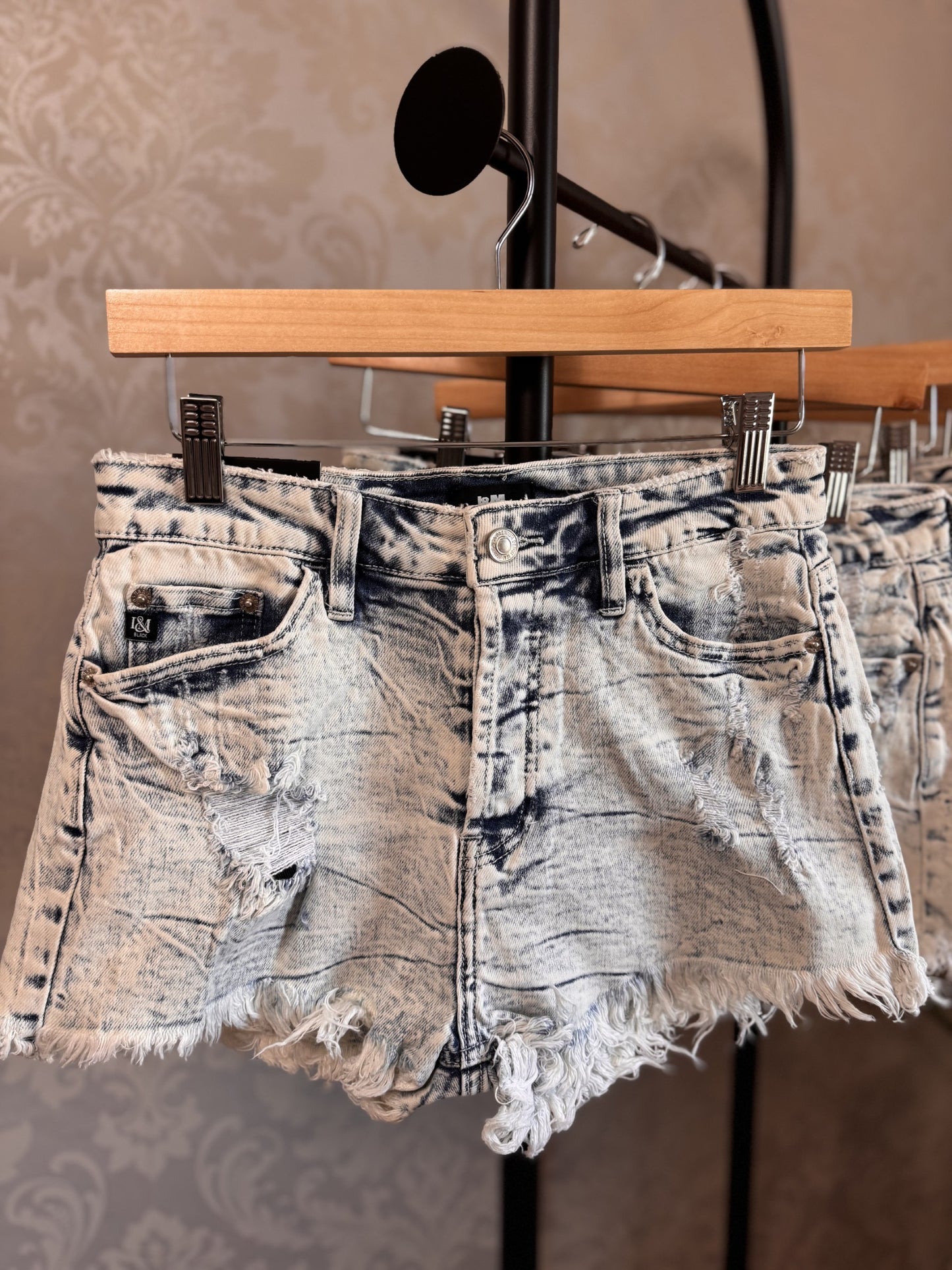 Acid Wash Denim Shorts