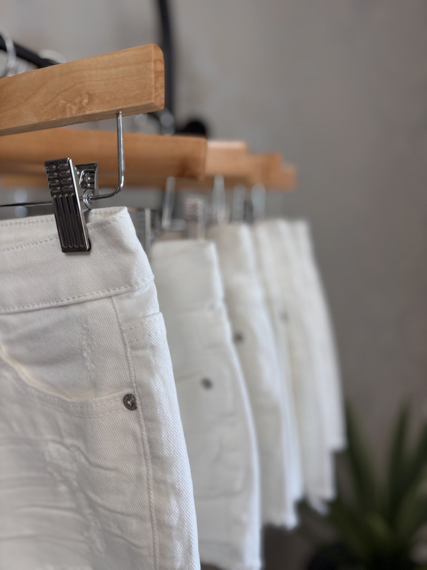 White Distressed Shorts