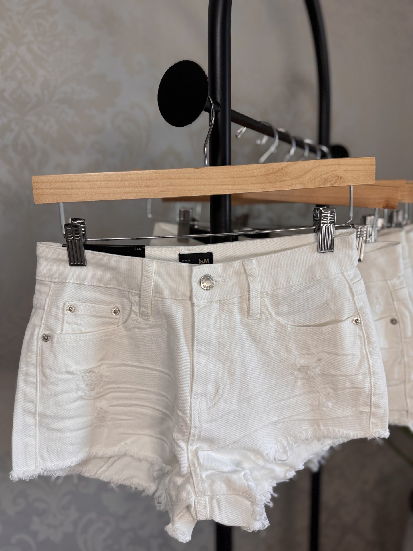 White Distressed Shorts