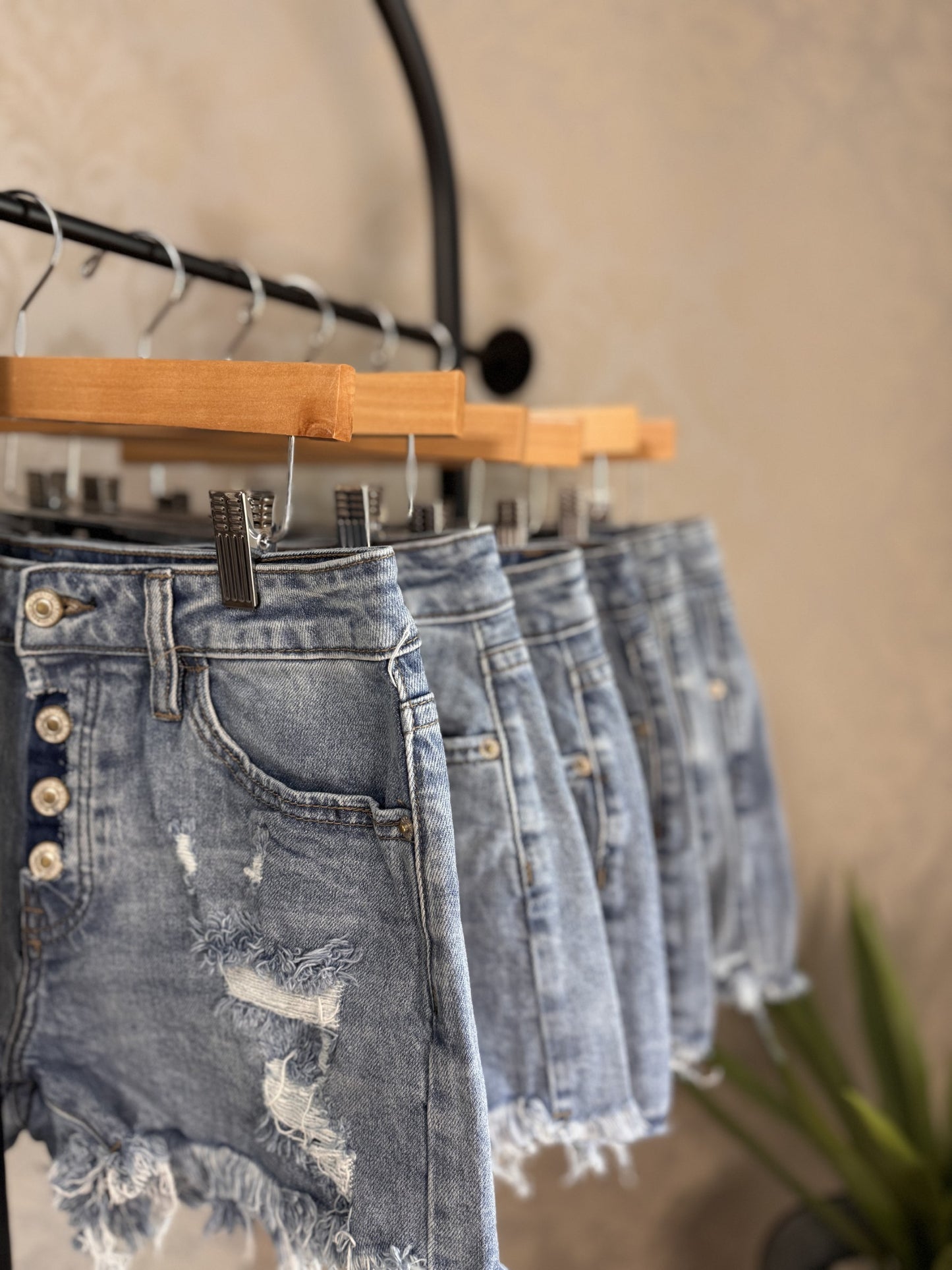 Button-Fly Denim Shorts